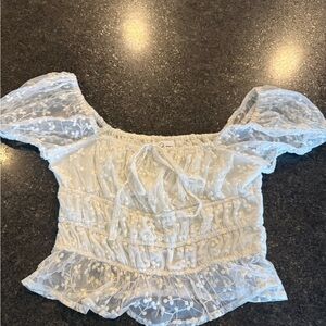 Japna Sheer White Floral Blouse